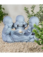 Premier Decorations Ltd Grey 42cm 4 LED Low Voltage 3 Monks Water Feature - Image 1 of 3