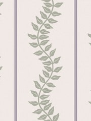 Graham & Brown Mauve & Sage Laurel Leaf Stripe 10M Wallpaper - Image 2 of 4