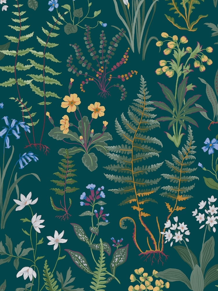 Graham & Brown Teal Oshibana 10M Wallpaper - Image 2 of 4