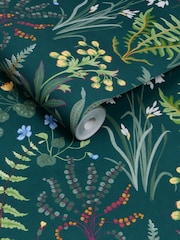 Graham & Brown Teal Oshibana 10M Wallpaper - Image 3 of 4