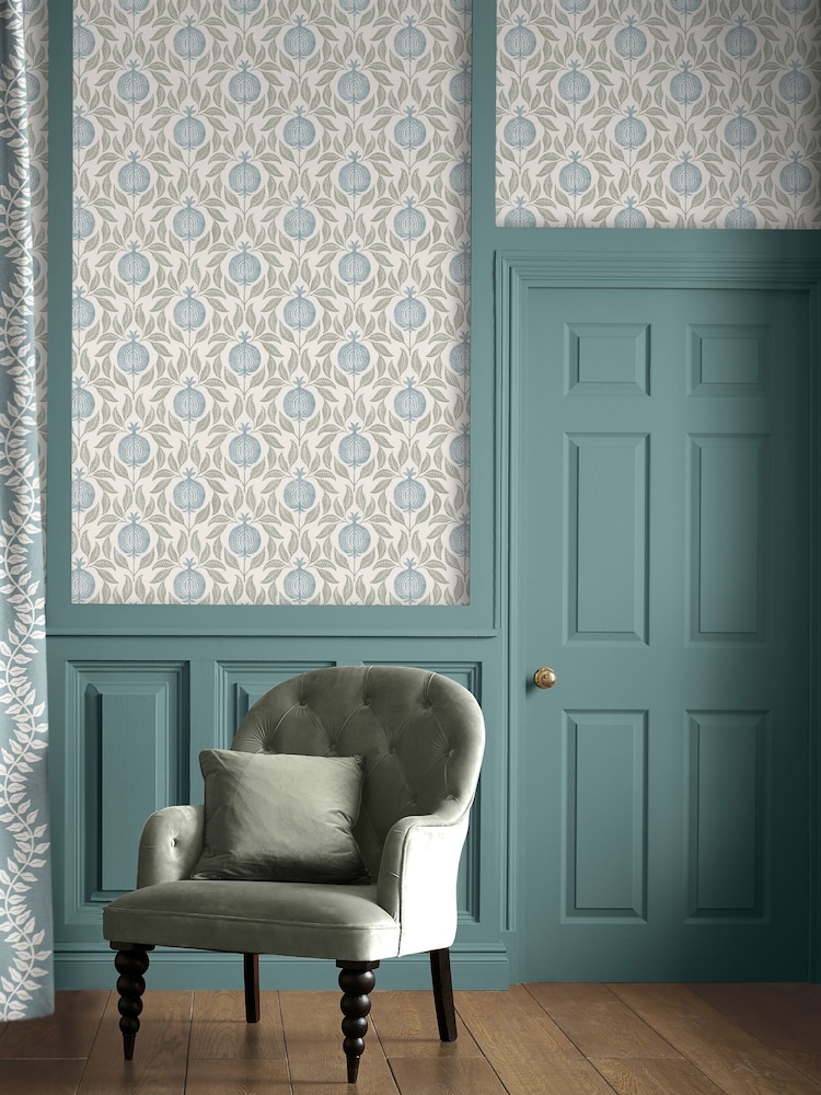 Graham & Brown Blue and Green Apple of Grenada 10M Wallpaper - Image 1 of 4
