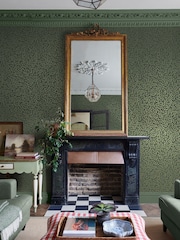 Graham & Brown Olive Gilded Leaf 10M Wallpaper - Image 1 of 4