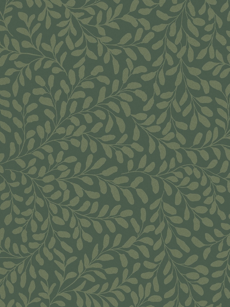 Graham & Brown Olive Gilded Leaf 10M Wallpaper - Image 2 of 4
