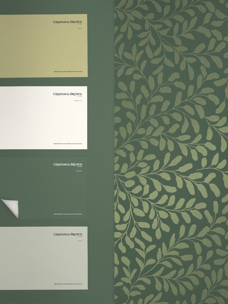 Graham & Brown Olive Gilded Leaf 10M Wallpaper - Image 4 of 4
