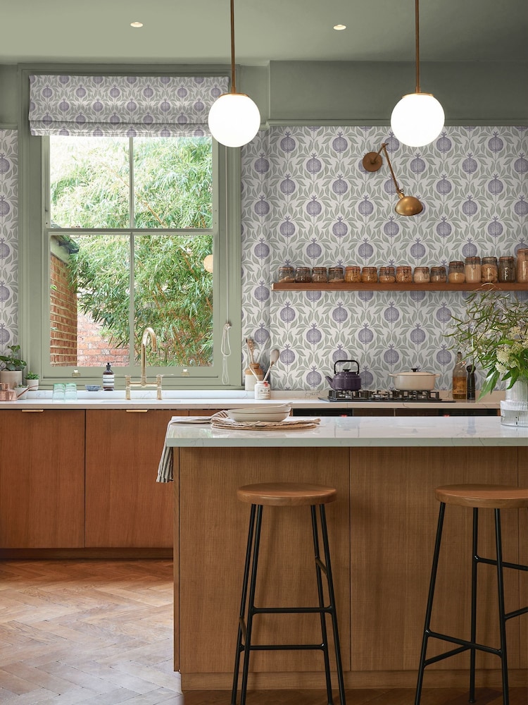 Graham & Brown Mauve & Sage Apple of Grenada 10M Wallpaper - Image 1 of 4