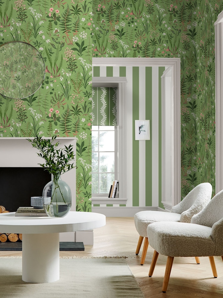 Graham & Brown Green Oshibana 10M Wallpaper - Image 1 of 4