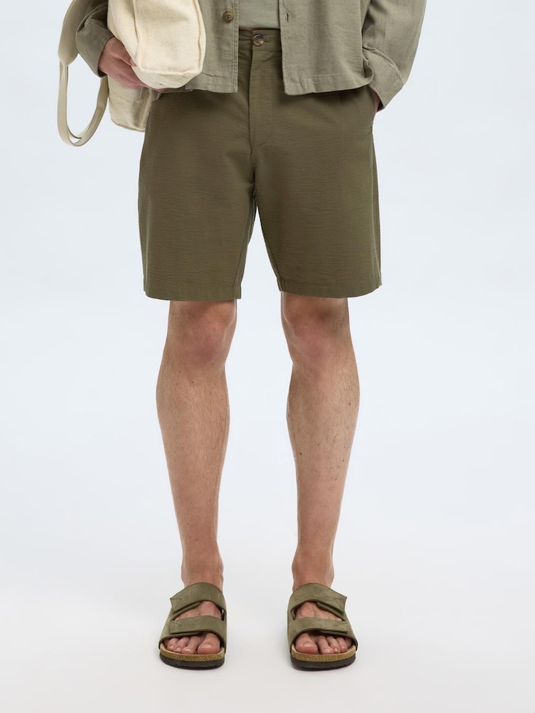 Selected Homme Green Seersucker Shorts - Image 1 of 4