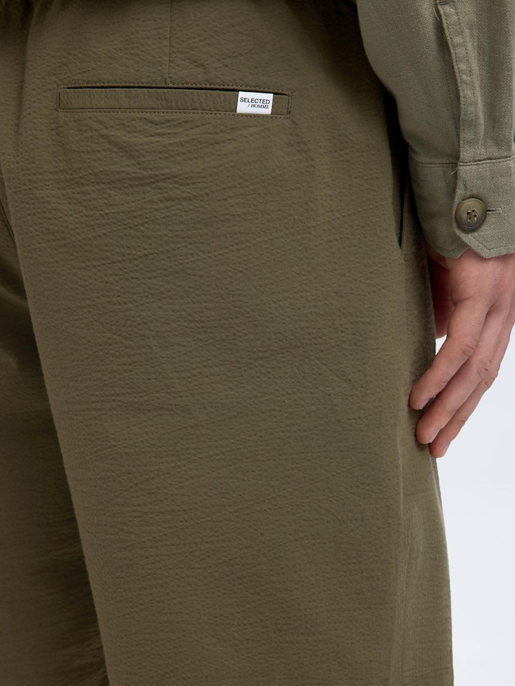 Selected Homme Green Seersucker Shorts - Image 2 of 4