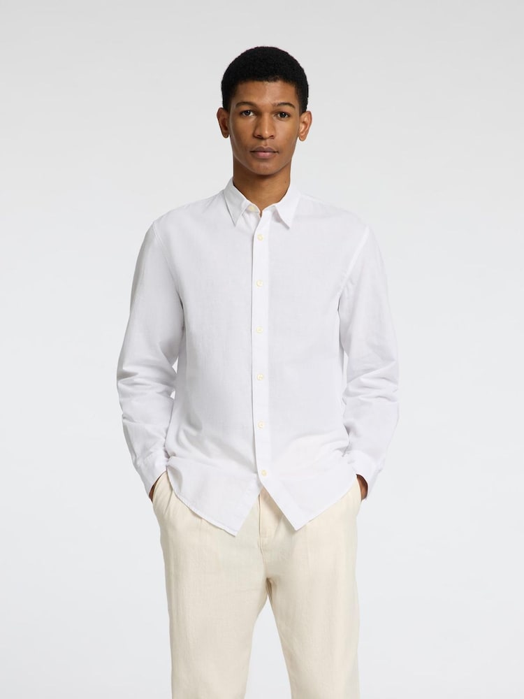 Selected Homme White Long Sleeve Shirt - Image 1 of 4
