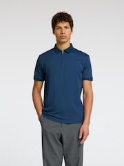Selected Homme Light Blue Quarter Zip Short Sleeve Polo Shirt - Image 1 of 4
