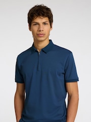 Selected Homme Light Blue Quarter Zip Short Sleeve Polo Shirt - Image 2 of 4