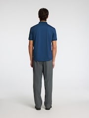Selected Homme Light Blue Quarter Zip Short Sleeve Polo Shirt - Image 3 of 4