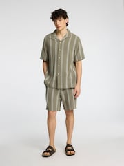 Selected Homme Green Revere Collar Short Sleeve Shirt - Image 1 of 4
