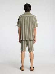 Selected Homme Green Revere Collar Short Sleeve Shirt - Image 3 of 4