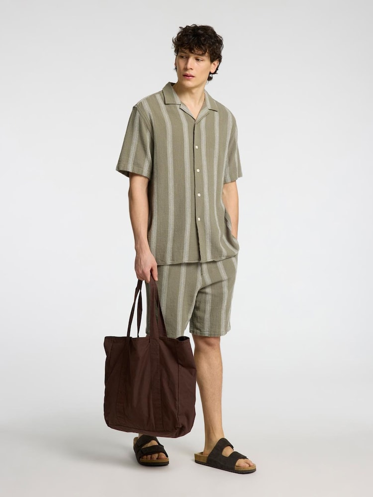 Selected Homme Green Revere Collar Short Sleeve Shirt - Image 4 of 4