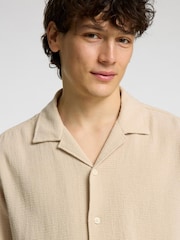 Selected Homme Cream Revere Collar Short Sleeve Shirt - Image 2 of 4