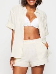 KBX White White Annie Cheesecloth Short Sleeve Shirt - Image 1 of 7