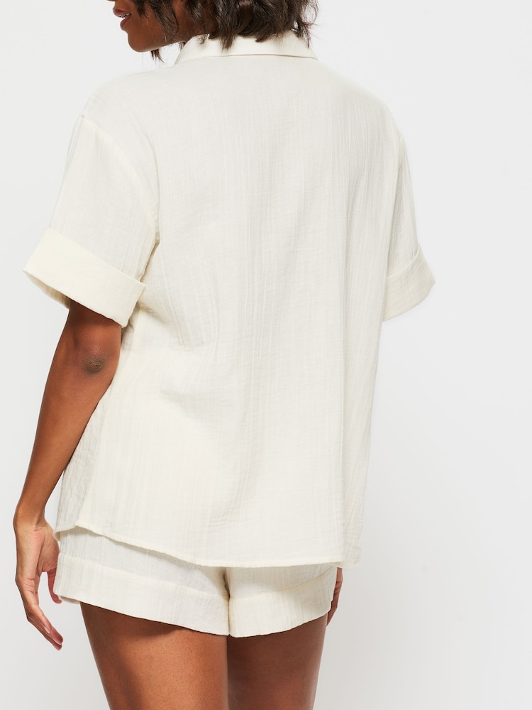 KBX White White Annie Cheesecloth Short Sleeve Shirt - Image 2 of 7 KBX White White Annie Cheesecloth Short Sleeve Shirt - Image 2 of 7