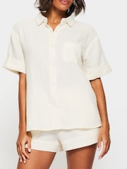 KBX White White Annie Cheesecloth Short Sleeve Shirt - Image 3 of 7