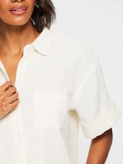 KBX White White Annie Cheesecloth Short Sleeve Shirt - Image 4 of 7