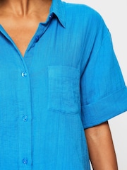 KBX Blue White Annie Cheesecloth Short Sleeve Shirt - Image 4 of 7