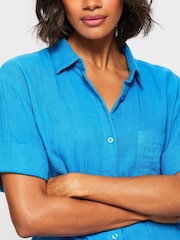 KBX Blue White Annie Cheesecloth Short Sleeve Shirt - Image 6 of 7