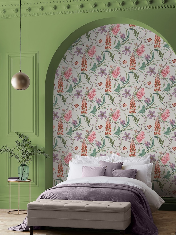 Graham & Brown Mauve Botanists Scroll A4 Wallpaper Sample - Image 1 of 4