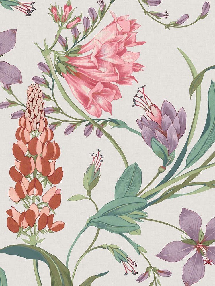 Graham & Brown Mauve Botanists Scroll A4 Wallpaper Sample - Image 2 of 4