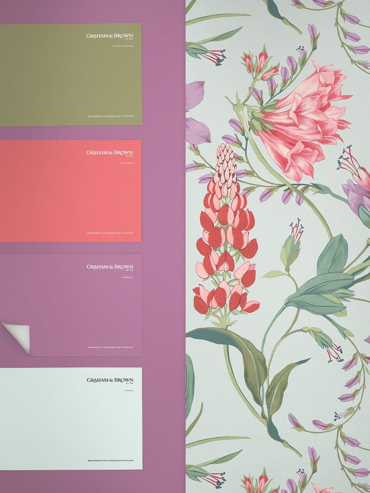 Graham & Brown Duck Egg Botanists Scroll A4 Wallpaper Sample - Image 4 of 4