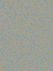 Graham & Brown Sky Blue Pale Gold Gilded Leaf A4 Wallpaper Sample - Image 2 of 4