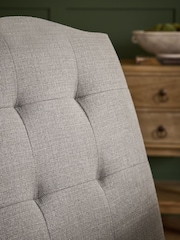 Set of 2 Soft Linen Look Mid Grey Malvern Button Light Wood Leg Dining Chairs - Image 2 of 7