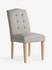 Set of 2 Soft Linen Look Mid Grey Malvern Button Light Wood Leg Dining Chairs - Image 3 of 7