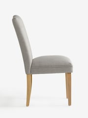 Set of 2 Soft Linen Look Mid Grey Malvern Button Light Wood Leg Dining Chairs - Image 6 of 7