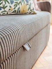 Chenille Stripe Slate Blue Aldridge Storage Dining Bench - Image 5 of 11