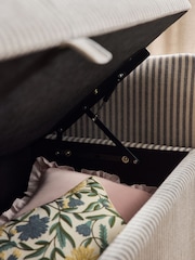 Chenille Stripe Slate Blue Aldridge Storage Dining Bench - Image 6 of 11