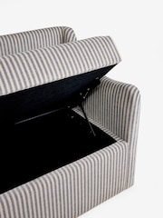 Chenille Stripe Slate Blue Aldridge Storage Dining Bench - Image 9 of 11