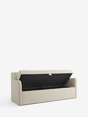 Relaxed Linen Look Pebble Aldridge Storage Dining Bench - Image 8 of 11