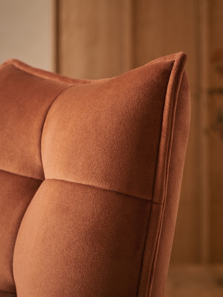 Set of 2 Soft Velvet Rust Brown Lucca Swivel Dining Chairs - Image 2 of 9