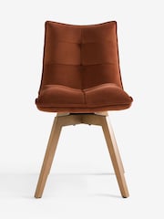 Set of 2 Soft Velvet Rust Brown Lucca Swivel Dining Chairs - Image 4 of 9