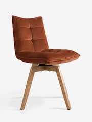 Set of 2 Soft Velvet Rust Brown Lucca Swivel Dining Chairs - Image 5 of 9