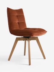 Set of 2 Soft Velvet Rust Brown Lucca Swivel Dining Chairs - Image 6 of 9