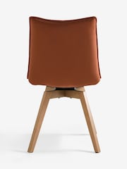 Set of 2 Soft Velvet Rust Brown Lucca Swivel Dining Chairs - Image 8 of 9