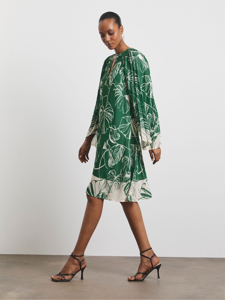 Joanna Hope Green Pleated Sleeve Shirt Dress - Image 1 of 4