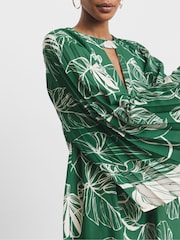 Joanna Hope Green Pleated Sleeve Shirt Dress - Image 4 of 4