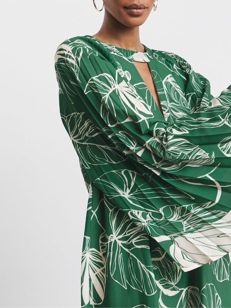 Joanna Hope Green Pleated Sleeve Shirt Dress - Image 4 of 4