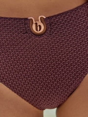 B by Ted Baker Lurex High Leg Bikini Chocolate Brown Briefs - Image 3 of 4