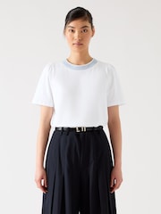 LK Bennett White Astrid Stitch 100% Cotton Jersey Top - Image 1 of 3