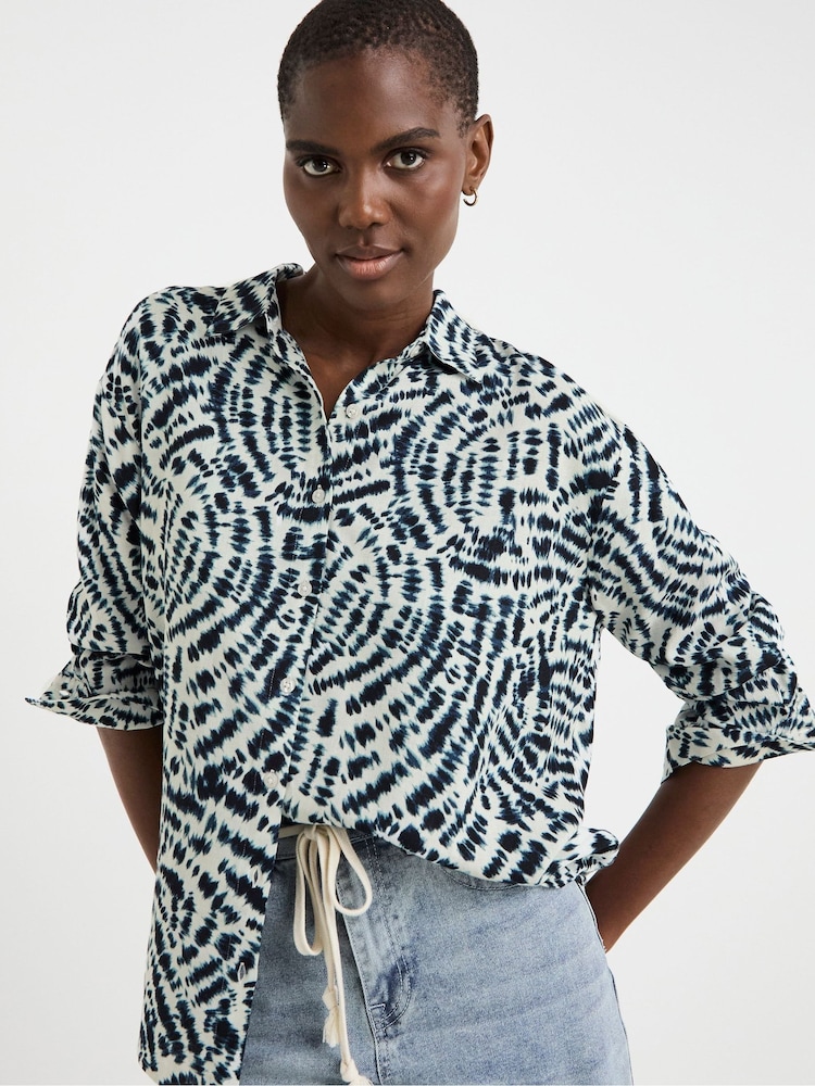 JD Williams Blue Relaxed Linen Shirt - Image 1 of 4