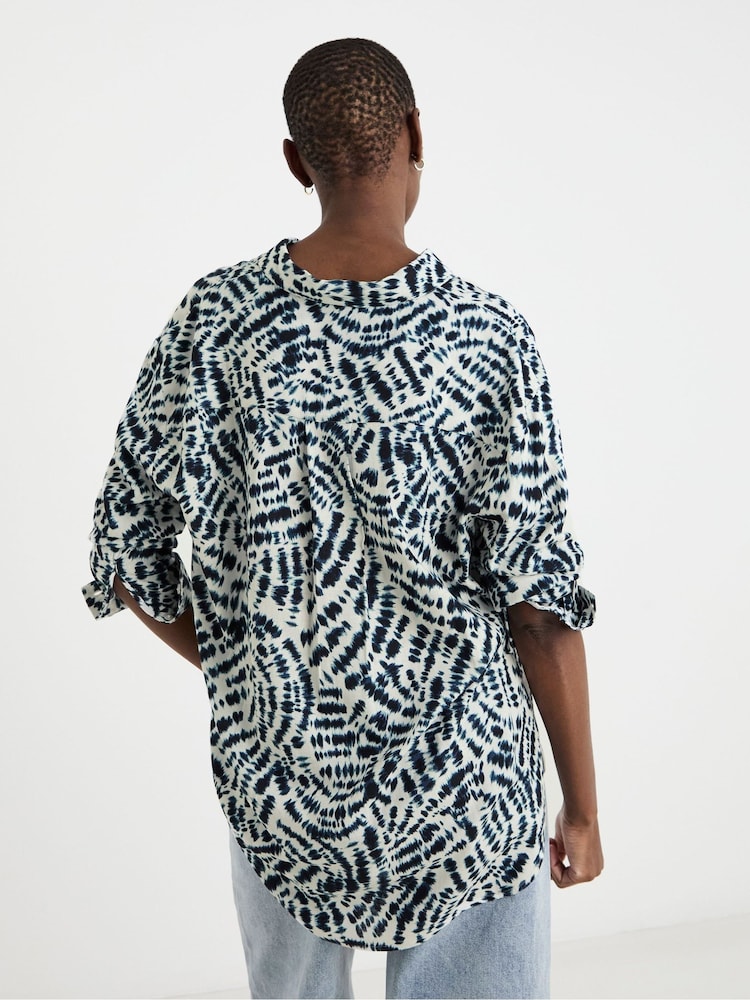 JD Williams Blue Relaxed Linen Shirt - Image 2 of 4