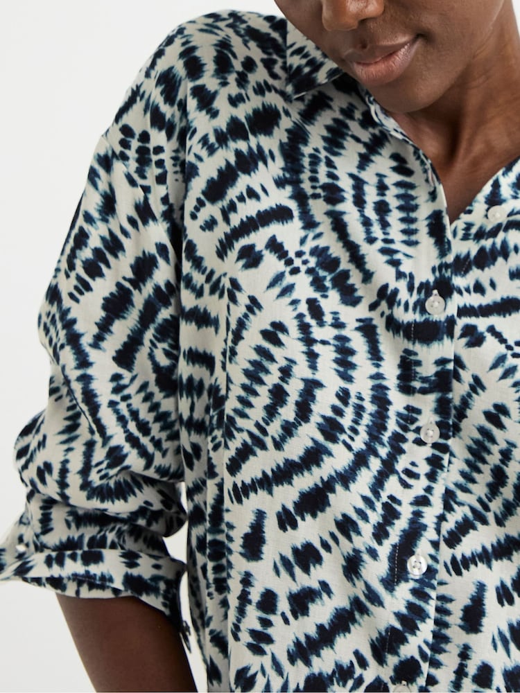 JD Williams Blue Relaxed Linen Shirt - Image 4 of 4